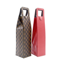 2021 Wine Bag Custom PU Cardboard Luxury Folding single bottle wine bag gift packaging bag